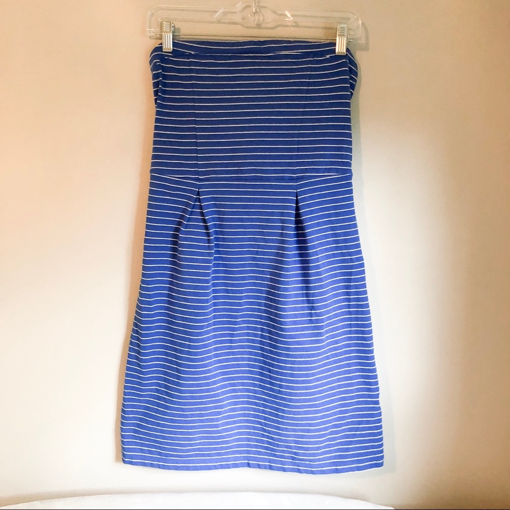 Women’s Old Navy Striped Blue and White Striped Strapless Dress, Small Petite
